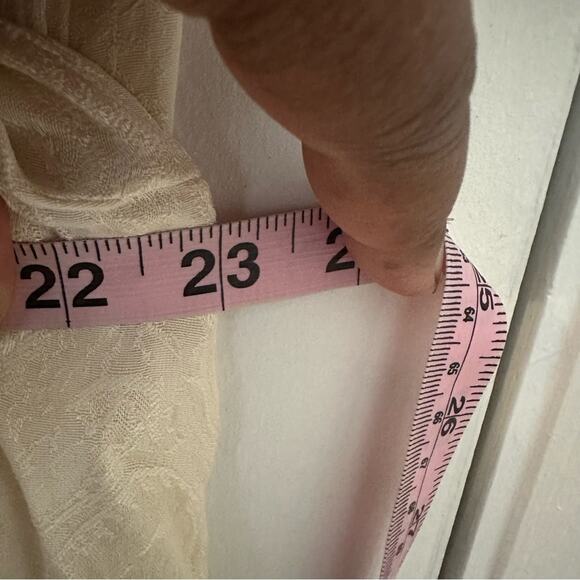 Zara Women’s Paisley Jacquard Button-Up Blouse Shirt Beige Cream Fringe Boho XL - Picture 8 of 12